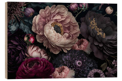 Stampa su legno Dark Moody Flowers