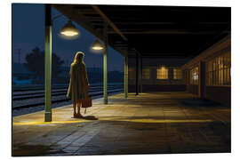 Magnettafel Nachts am Bahnhof
