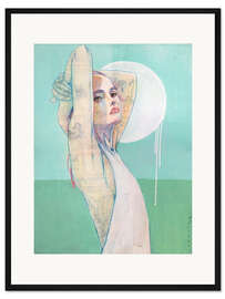 Gerahmter Kunstdruck Frau im Weißen Kleid
