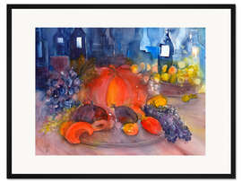 Gerahmter Kunstdruck Stillleben mit Kürbis
