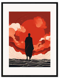 Gerahmter Kunstdruck Silhouette in der Roten Sonne
