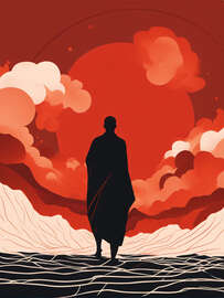 Magnettafel Silhouette in der Roten Sonne