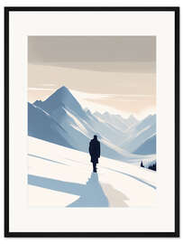 Gerahmter Kunstdruck Einsame Silhouette in den Bergen