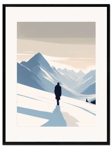 Impression artistique encadrée Mountain Solitude Silhouette