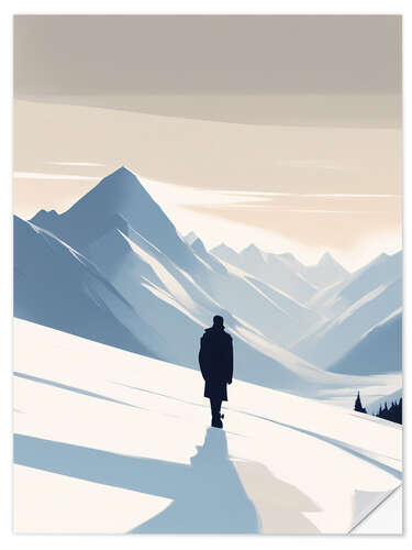 Selvklæbende plakat Mountain Solitude Silhouette