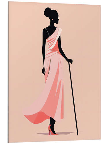 Cuadro de aluminio Elegant Pink Dress Silhouette