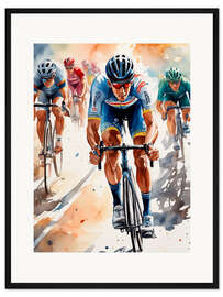 Gerahmter Kunstdruck Radrennen durch Staubwolken
