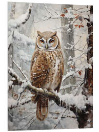 Quadro em PVC Owl in Winter Forest