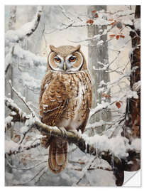 Vinilo para la pared Owl in Winter Forest