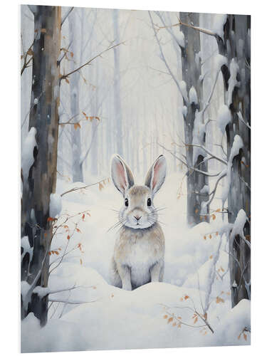 Foam board print White Hare in Winter Forest