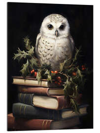 Quadro em plexi-alumínio White Owl on Books