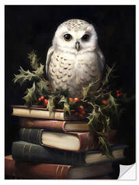 Självhäftande poster White Owl on Books