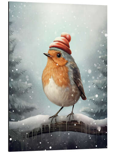 Tableau en aluminium Christmas Robin