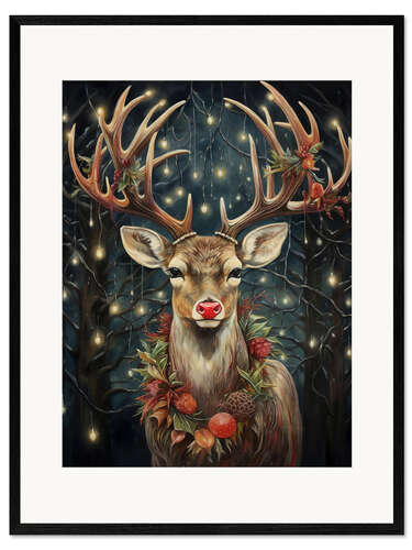 Impression artistique encadrée Rudolf Red-Nose Reindeer
