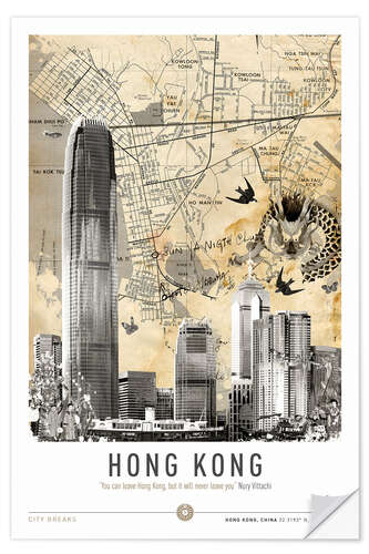 Selvklebende plakat Hong Kong City Break