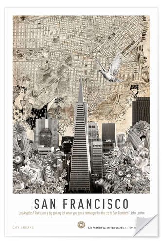 Selvklebende plakat San Francisco City Break