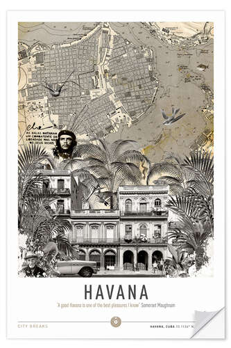 Selvklebende plakat Havana City Break