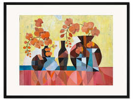 Gerahmter Kunstdruck Stillleben mit Orchideen