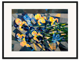 Gerahmter Kunstdruck Stillleben mit Schwertlilien auf dem Tisch