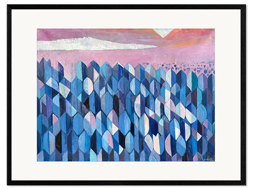 Gerahmter Kunstdruck Landschaft mit Tulpen