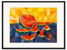 Gerahmter Kunstdruck Stillleben mit Wassermelone