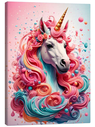 Lienzo Unicorn in Pink and Turquoise