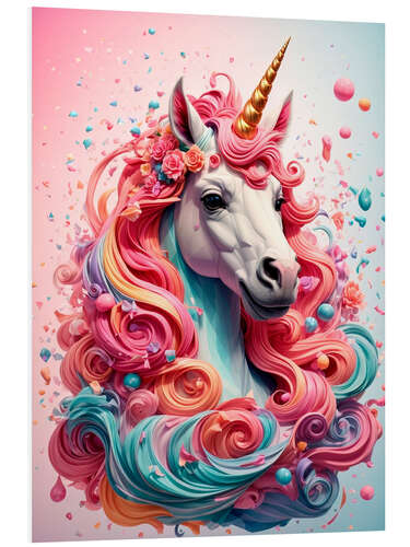 Foam board print Unicorn in Pink and Turquoise