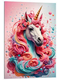 Tableau en plexi-alu Unicorn in Pink and Turquoise