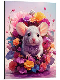 Aluminium print Mouse in Colourful Flowers