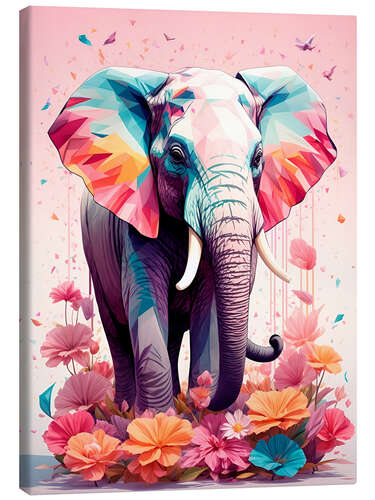 Lærredsbillede Floral Elephant