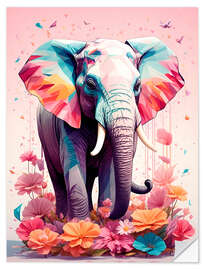 Vinilo para la pared Floral Elephant