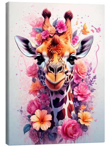 Stampa su tela Floral Giraffe