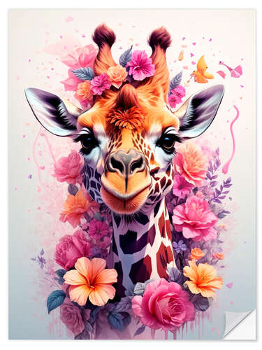 Wall sticker Floral Giraffe