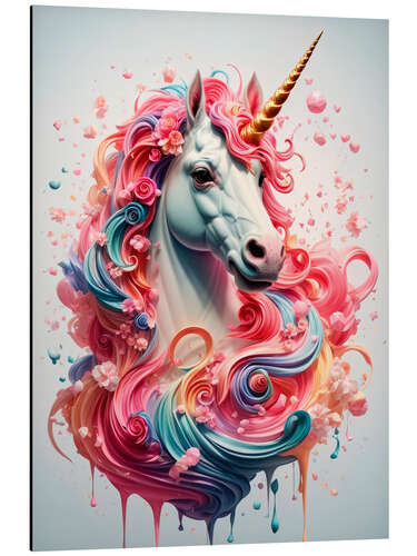 Aluminium print Multicoloured Unicorn