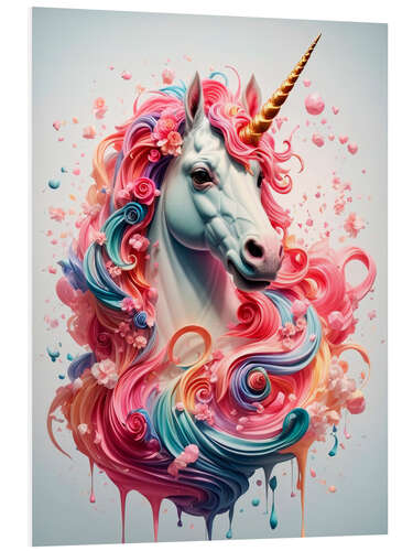 Foam board print Multicoloured Unicorn