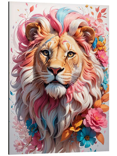 Tableau en aluminium Floral Lion I