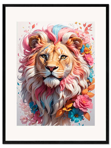 Framed art print Floral Lion I