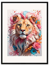 Impression artistique encadrée Floral Lion I