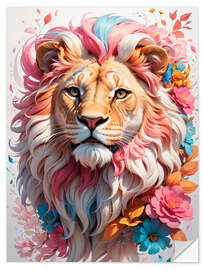 Selvklebende plakat Floral Lion I