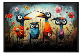 Gerahmter Kunstdruck Vögel im Gespräch