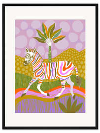 Gerahmter Kunstdruck Rainbow Zebra