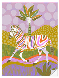 Muursticker Rainbow Zebra