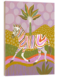 Wood print Rainbow Zebra