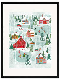 Gerahmter Kunstdruck Feriendorf in New England
