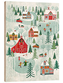 Wood print New England Holiday Village