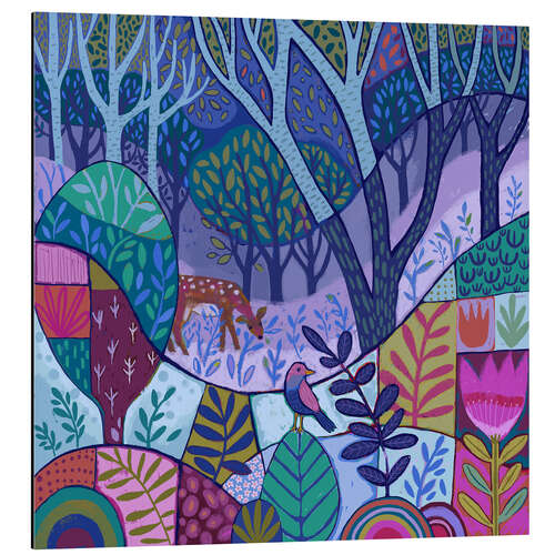 Aluminium print Deer in Patchwork Woods