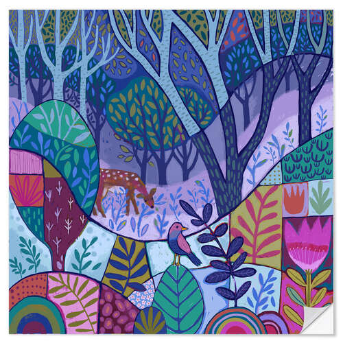 Wall sticker Deer in Patchwork Woods