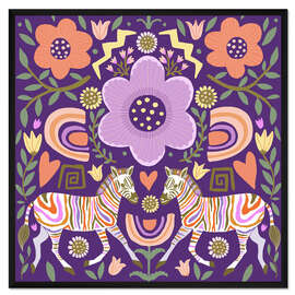 Gerahmter Kunstdruck Lila Zebras Traditionelle Kunst