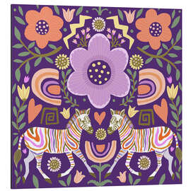 Magnettafel Lila Zebras Traditionelle Kunst