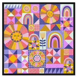 Gerahmter Kunstdruck Sonnenschein-Patchworkdecke